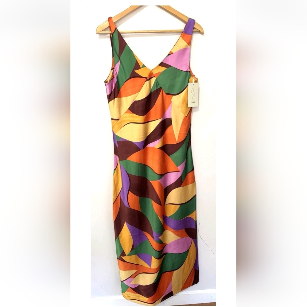 Joie NWTs Multicolor Satin Abstract Y2K Maxi Dress